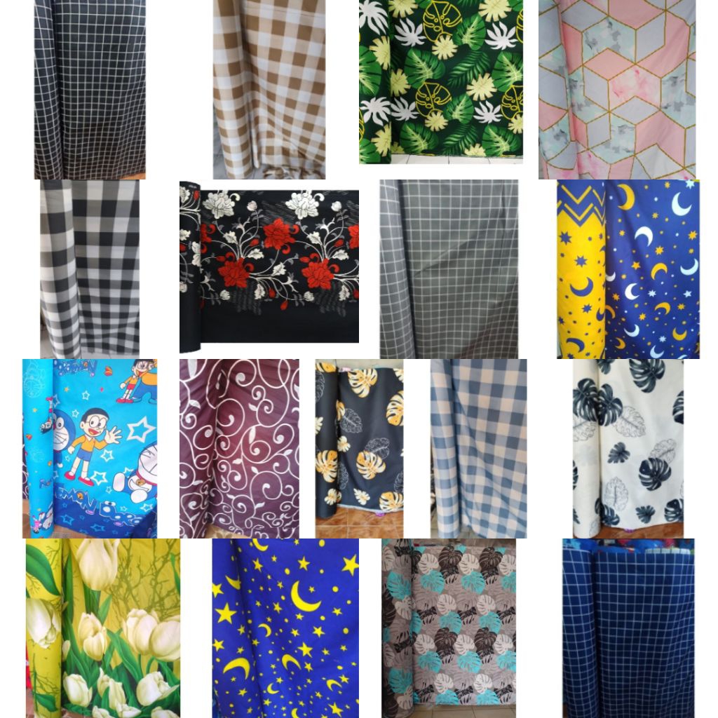 (promo) BAHAN KAIN KATUN PREMIUM METERAN / BAHAN SPREI MOTIF KOTAK, KARAKTER | KAIN DISPERSE POLYMIC