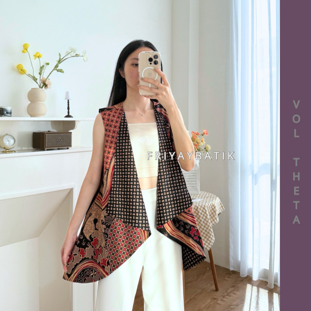 Latios Sleeveless Outer Batik / Cardigan Batik Modern Atasan Wanita tanpa Lengan