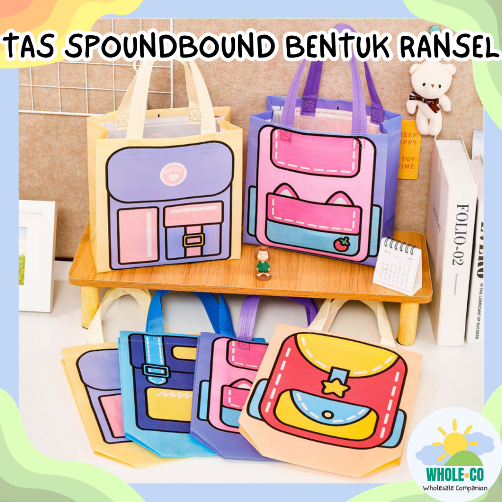 

Tas Spunbond Bentuk Ransel Premium Hampers Spoundbound Goodiebag Souvenir Gift Ulang Tahun Lucu Unik Imut Termurah Grosir Cod