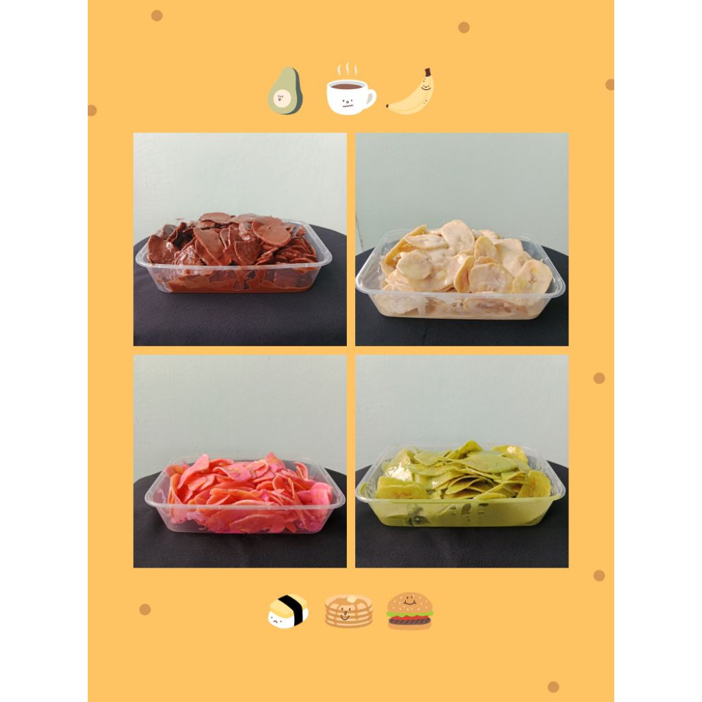 

Keripik pisang coklat lumer box 500 ml 125 gr