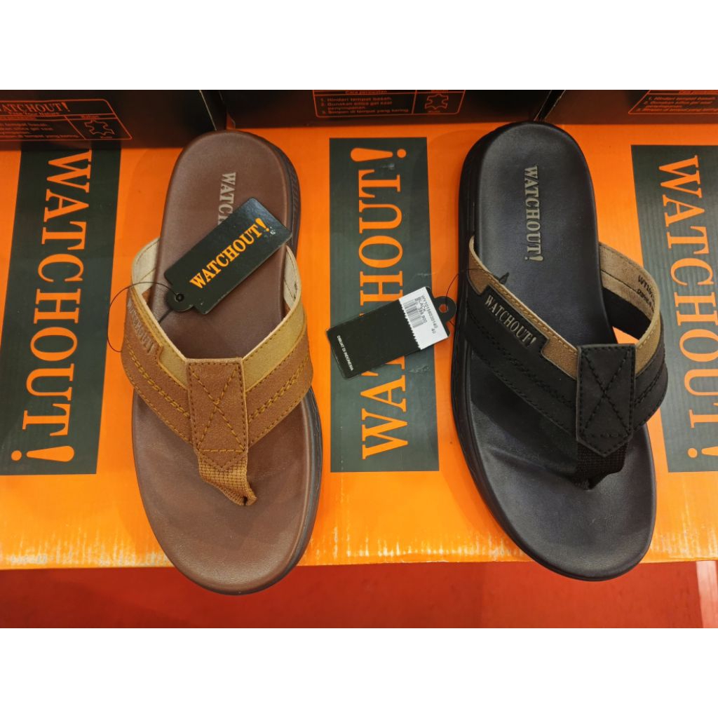 Sandal pria kulit watchout hitam coklat