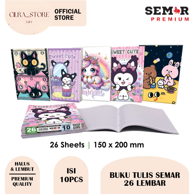 

Book | Buku Tulis Semar Premium All Series 26 Lembar (10PCS)