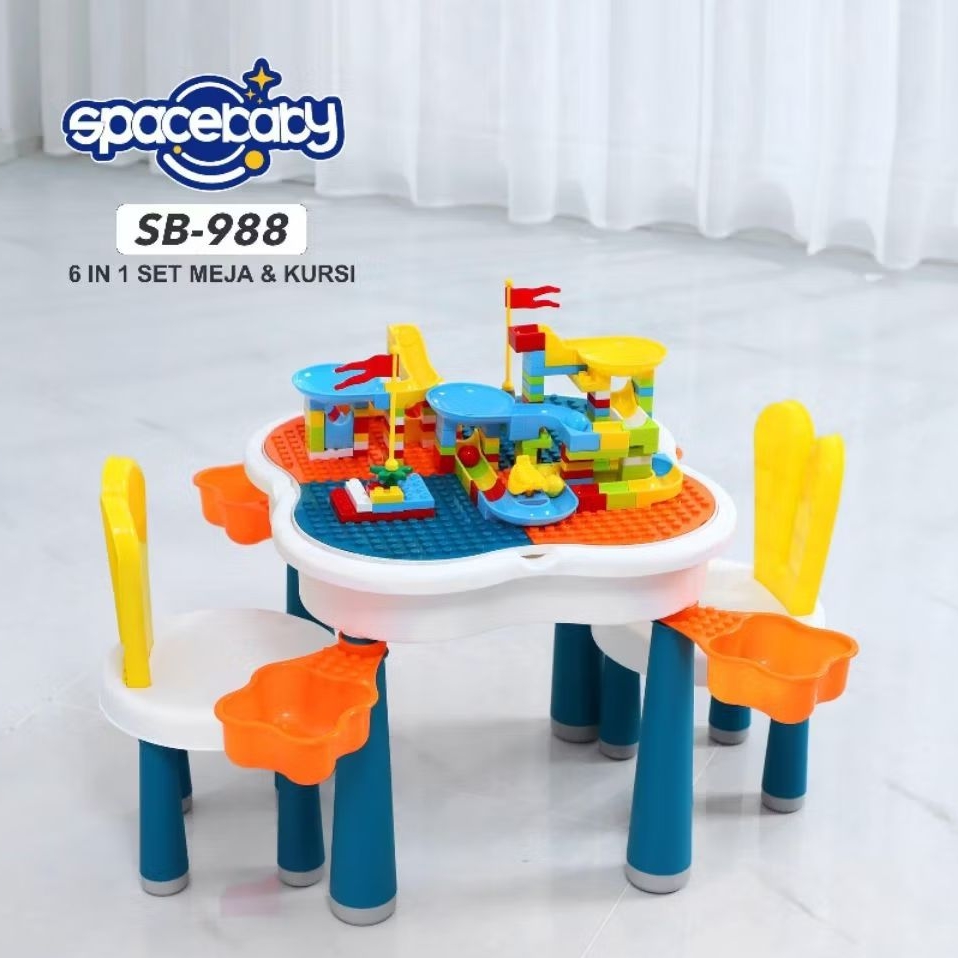 Mainan Lego Spacebaby 6in1 Multifungsi (Meja +Kursi)