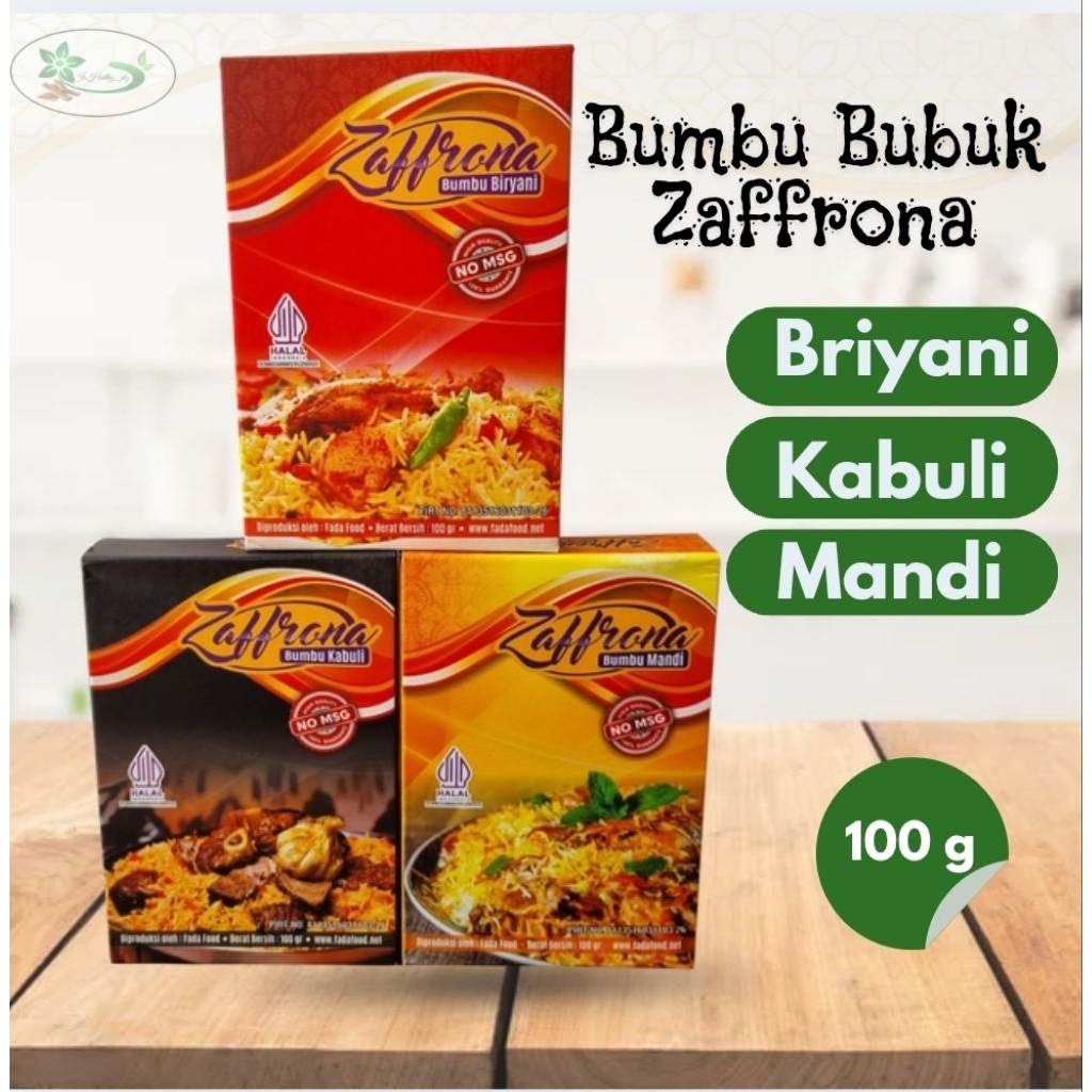

Bumbu Bubuk Zaffrona 100 gram Instant Nasi Biryani Kebuli Mandi Praktis