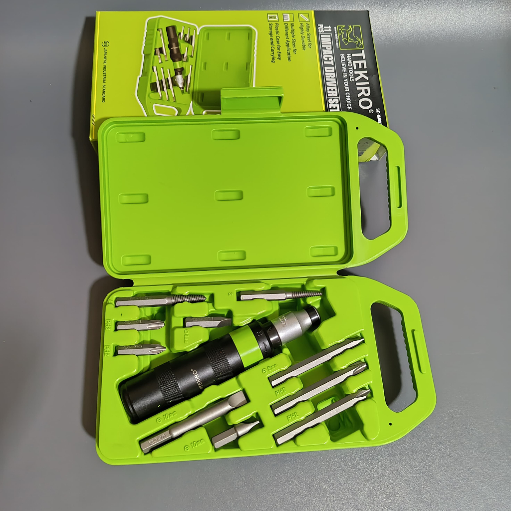 TEKIRO Obeng Impact Driver Set 11 Pcs - Obeng Ketok Tekiro 1 Set Lengkap 1 Box Plastik / Ori Tekiro