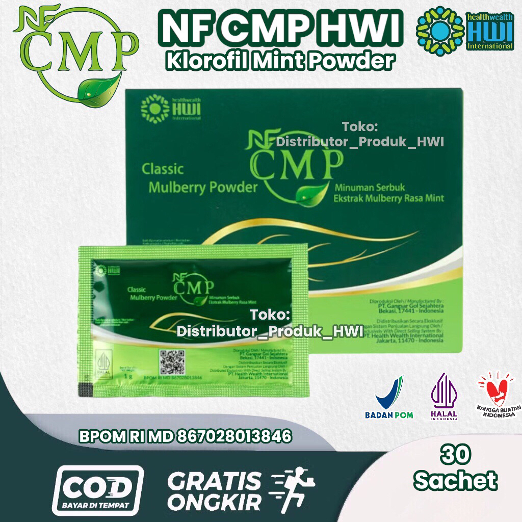 CMP HWI Original 30 Sachet Herbal Detox / HWI CMP Rasa Mint Ekstrak Klorofil Produk hwi