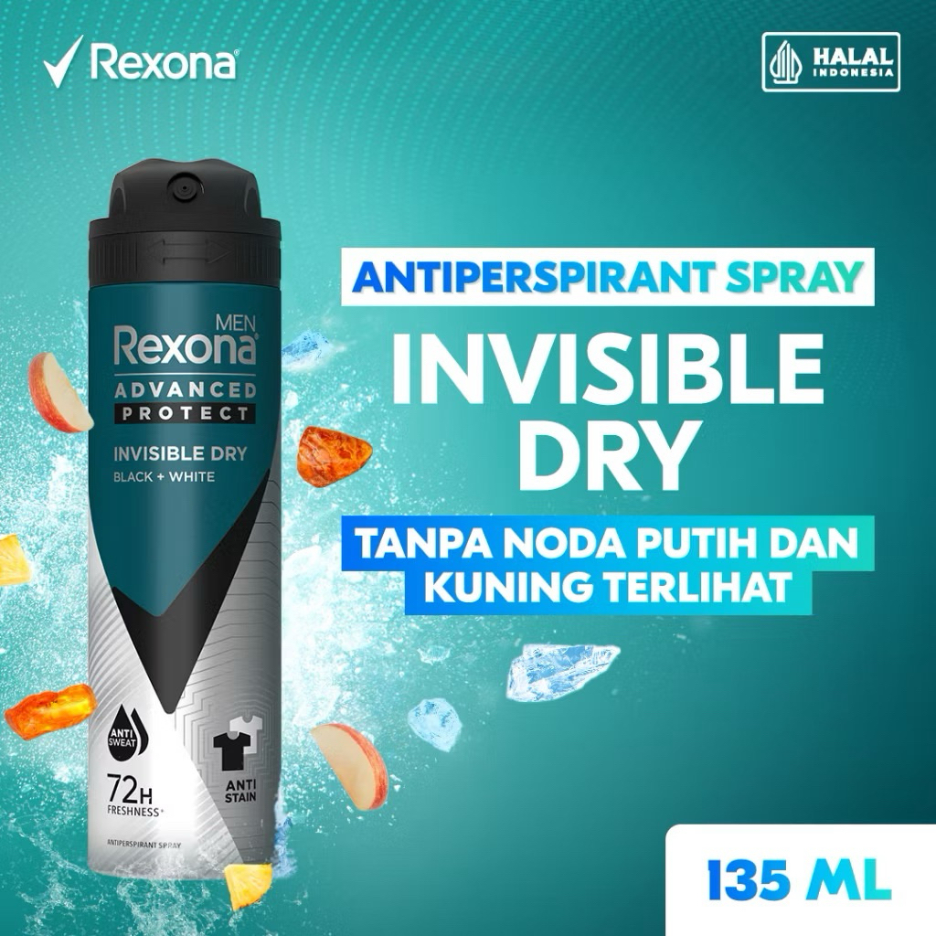 Rexona Men Antiperspirant DEODORANT SPRAY Invisible Dry 135ml - Rexona Antiperspirant Aerosol