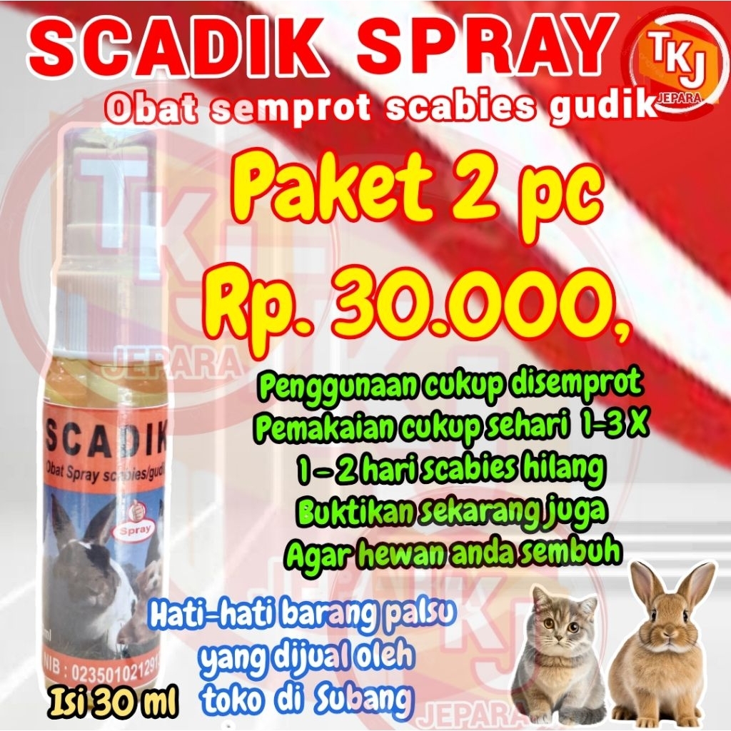 scadik spray paket 2 pc obat scabies gudik kelinci kucing kambing anjing musang dll paling ampuh