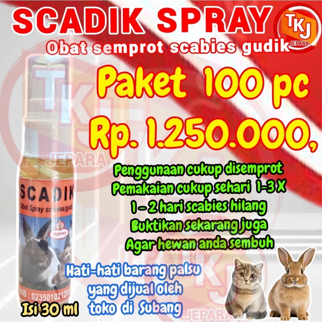 scadik spray paket 100 pc obat scabies gudik kelinci kucing anjing kambing paling ampuh