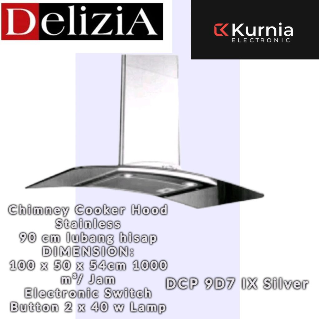 DELIZIA DCP 9D7 IX/DCP9D7 CHIMNEY COOKER HOOD 90 cm