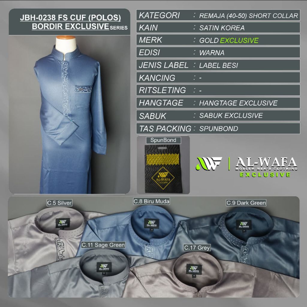Al-Wafa Gamis Warna Bordir Terbaru Anak Sampai Remaja Tanggung  Satin Premium Jubah Muslim Alwafa