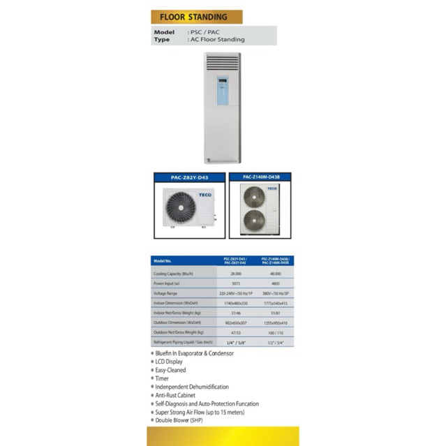 Indoor Baru Gress Dus Ac Indoor Teco 5Pk Unit Baru