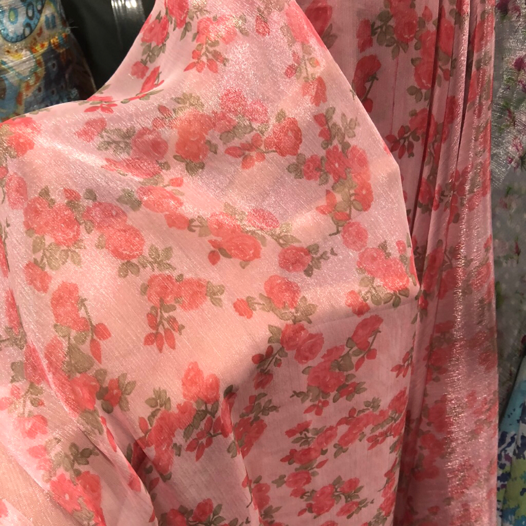 kain sifon sutra motif bunga - kain sifon sutra motif original kykd