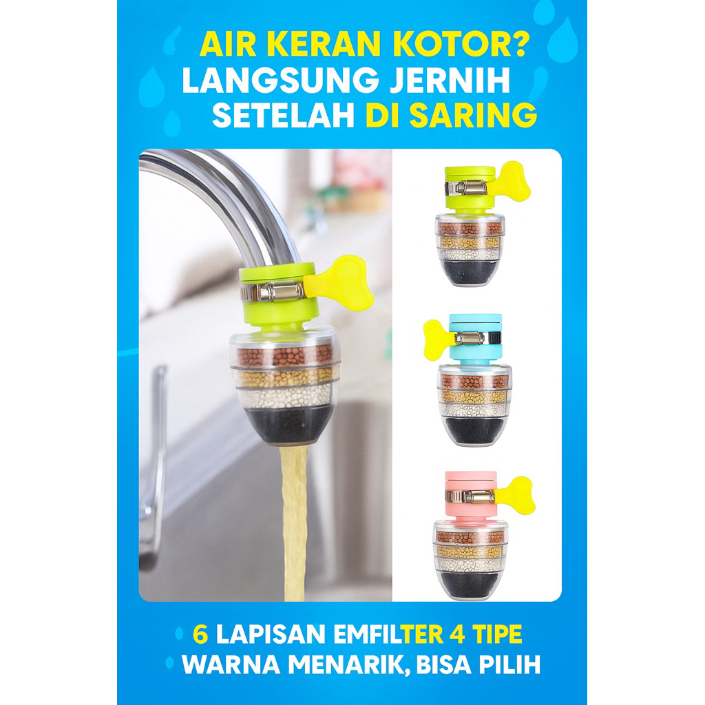SARINGAN AIR KRAN 4 BATU SUSUN 6X PENYARING FILTER SAMBUNGAN KRAN