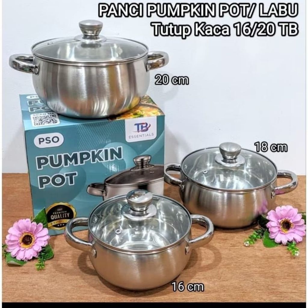 PANCI PUMPKIN POT LABU TUTUP KACA STAINLESS PANCI SET
