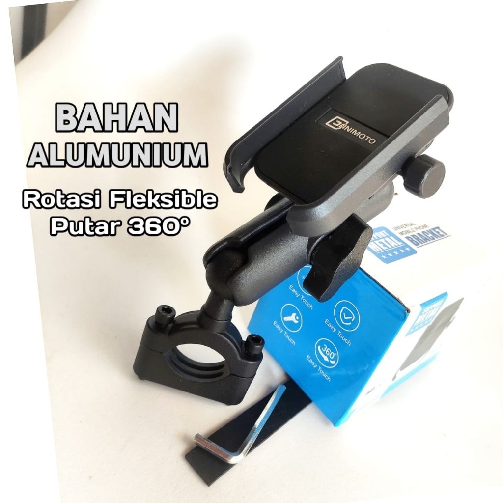 Holder HP Motor Stang Spion Rotasi Alloy untuk Beat Vario Scoopy Nmax PCX ADV Fazzio Stylo