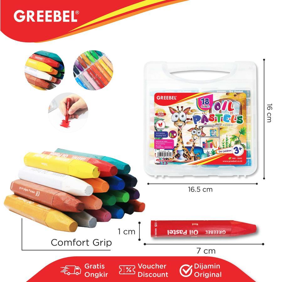 

GREEBEL Crayon Krayon KIDS OIL PASTEL 18 Warna (KOP 18C) / Krayon Oil Pastel / Mewarnai / Menggambar / Crayon Sekolah / Stationery - 18 warna ORIGINAL