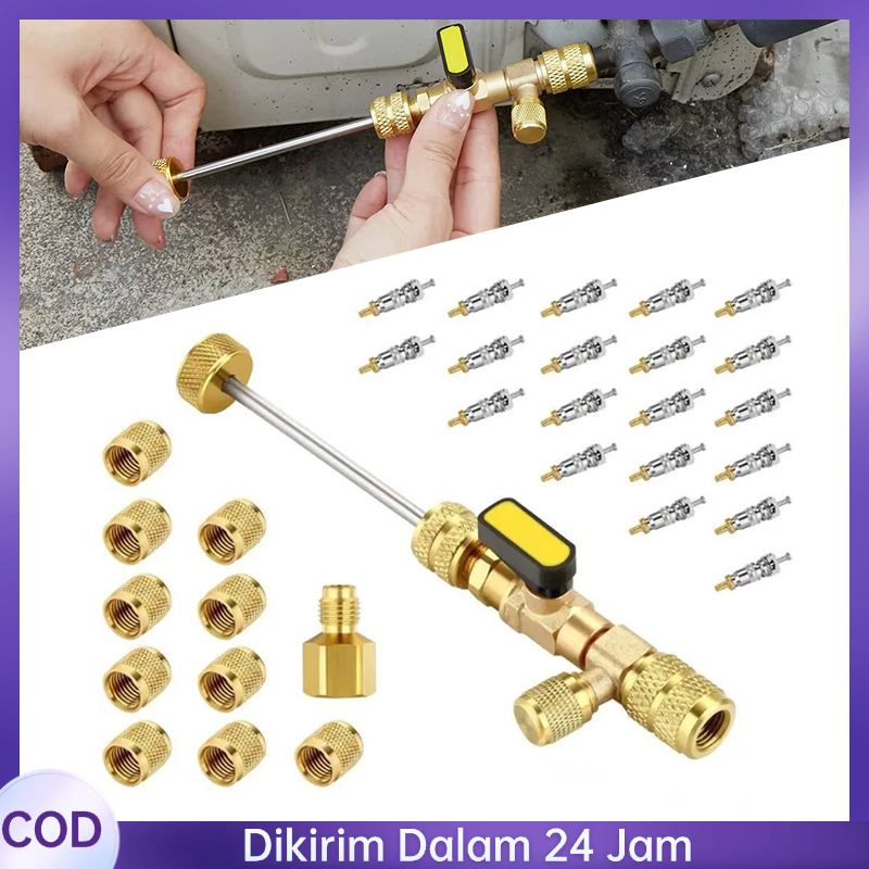 1set Alat Perbaikan Ac Valve Remover Backflow Valve Valve Core Removal Tool Port Valve Core Remover 