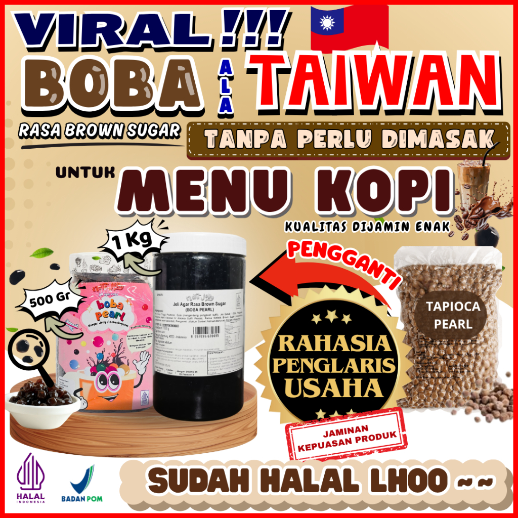 

BobaTapiocaPearlSiapSajiCampuran HULALA Whip Cream Krim Kocok - Boba Pearl Brown Sugar 1 Kg | Cocok Untuk Semua Jenis Minuman