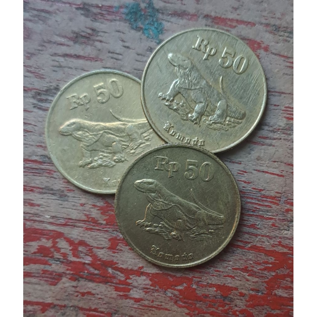 koleksi koin kuno pecahan 50 rupiah komodo tahun 1993-1998