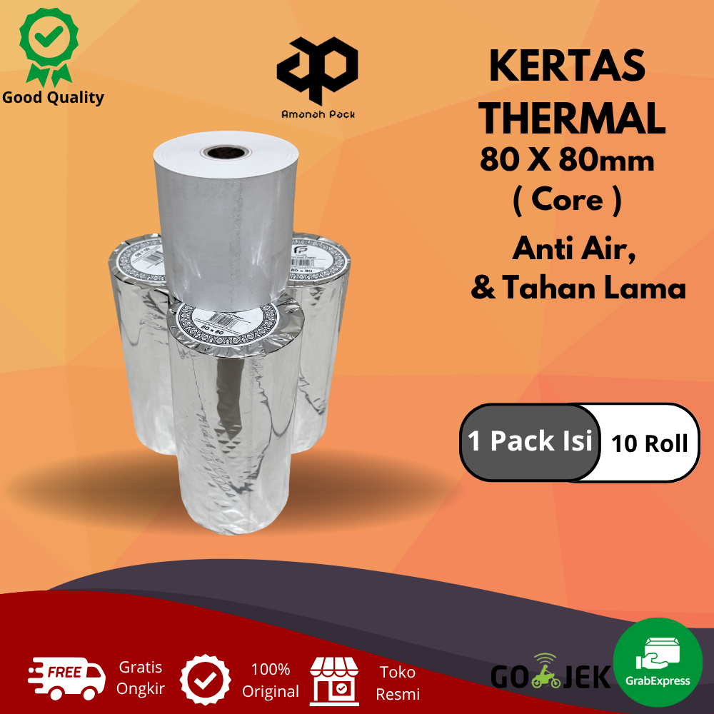 

KERTAS STRUK THERMAL 80mmX80mm Struk Mesin EDC (Merek FORMASI PACK ) / KERTAS STRUK KASIR, Core 20-25 mm, Ketebalan : 80 micron