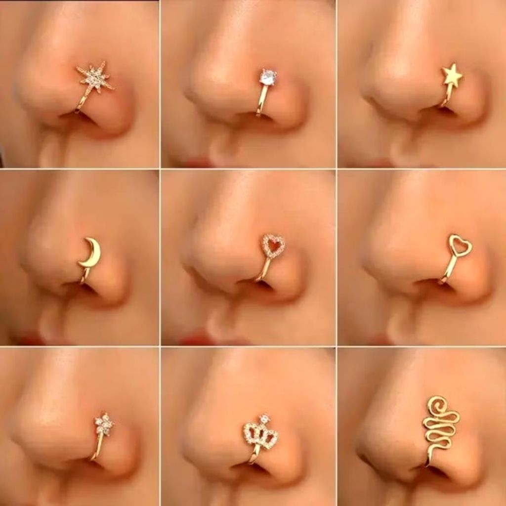 Anting hidung-Anting hidung tanpa tindik / Anting Cantol Kekinian Stainless Steel