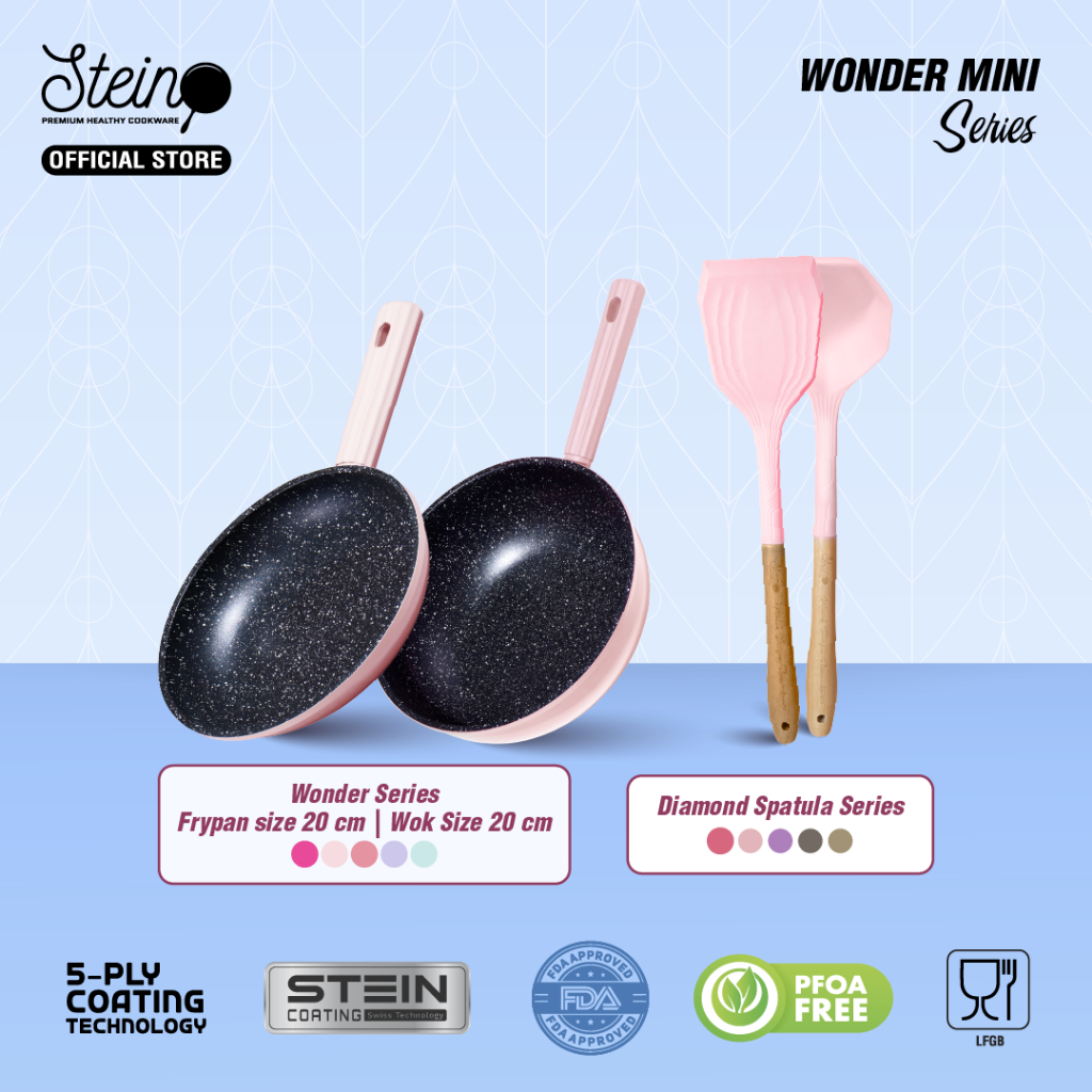 STEIN Wonder Mini Series Wajan Panci Set (Wok 20cm dan Fry 20cm) + Bundle Diamond Spatula