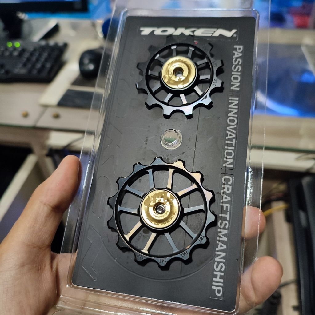 Token Larger Pulley Alloy Untuk RD Roadbike 11 Speed Shimano/Sram Upper 12T Lower 14T Titanium Ceram