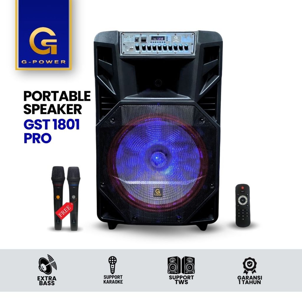 G-POWER Speaker Meeting 18inci Gst 1801 Pro - Professional Speaker Portable Super Bass Original Berg