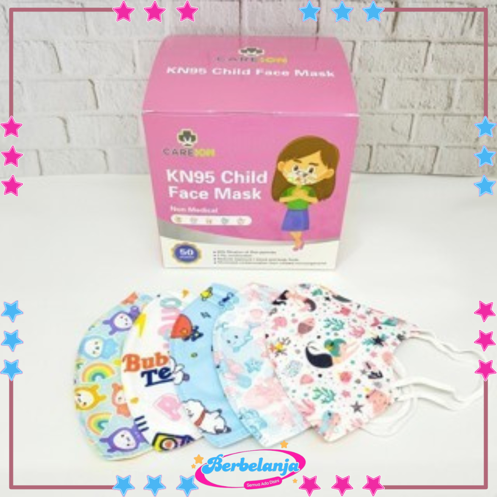 BS MASKER KN95 ANAK 5PLY PUTIH HITAM WARNA WARNI / MASKER KN 95 ANAK 5 PLY HITAM PUTIH MIX WARNA isi