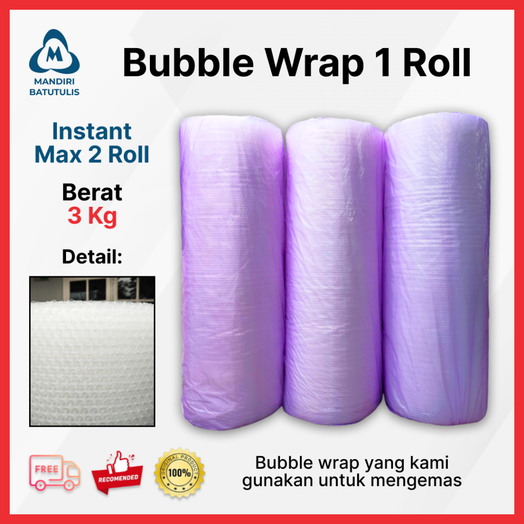 

INSTANT Bubble Wrap Bening Transparan 1 Roll FULL SUPER Ekonomis Murah 3 Kg