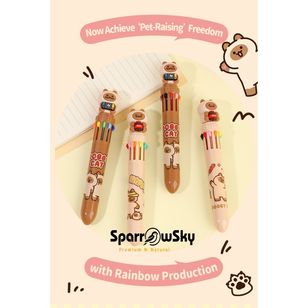 

SPARROW Pen Silikon / Silicone Pen / Pen Karakter Lucu Cantik 10 Warna DOGGY CAT (8348)