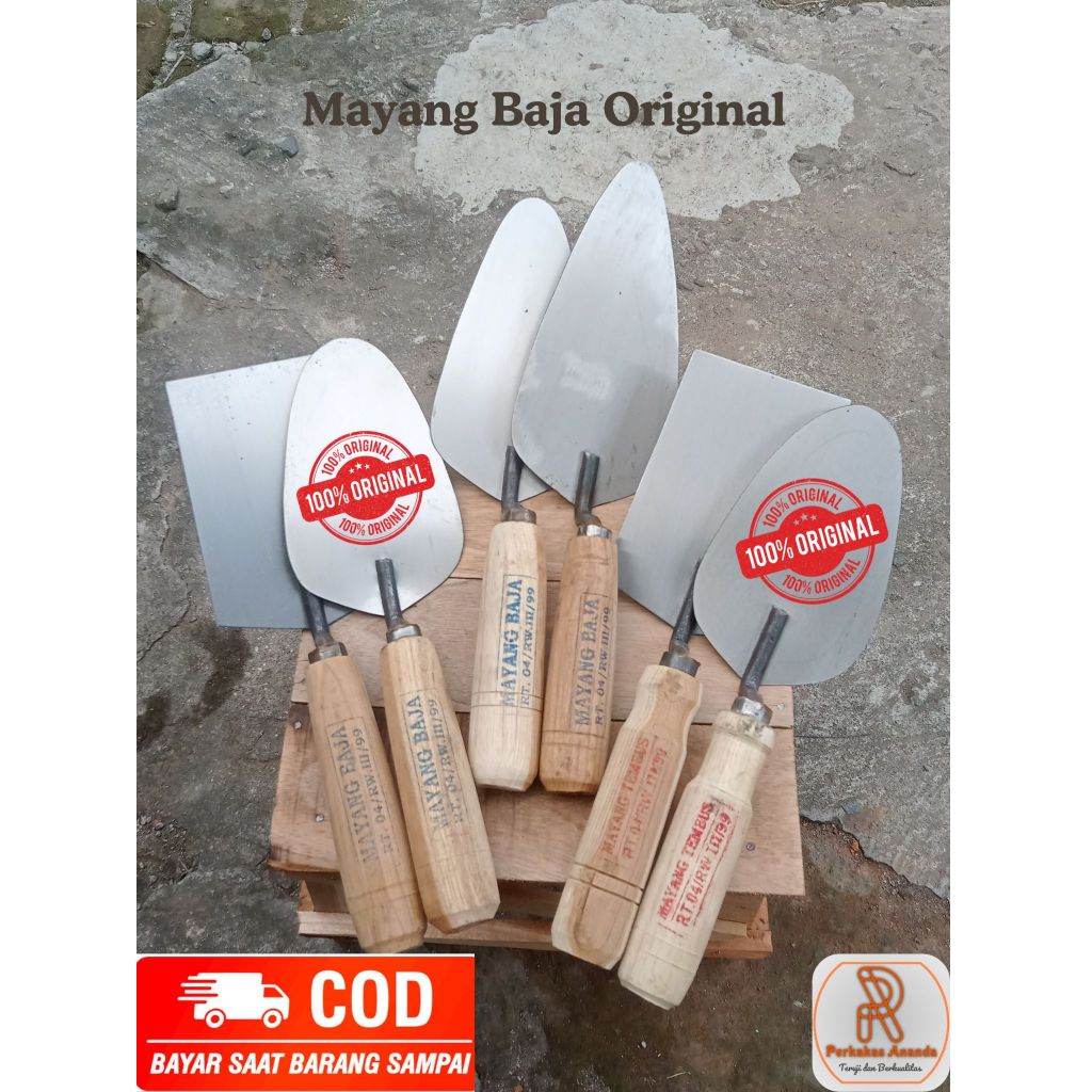 Sendok Semen Cetok Tukang Bangunan Cetok Mayang Baja Paku Keling 3 & 4 Tembus Original