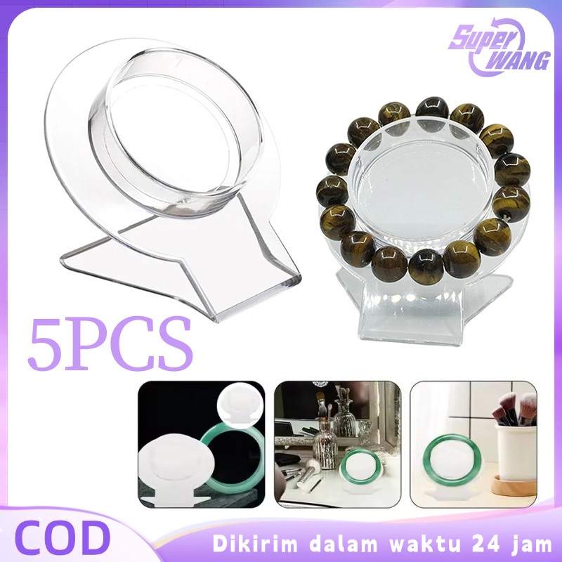 5pcs Display Gelang Akrilik Rak Display Gelang Transparan Display Pajangan Perhiasan Rak Gelang