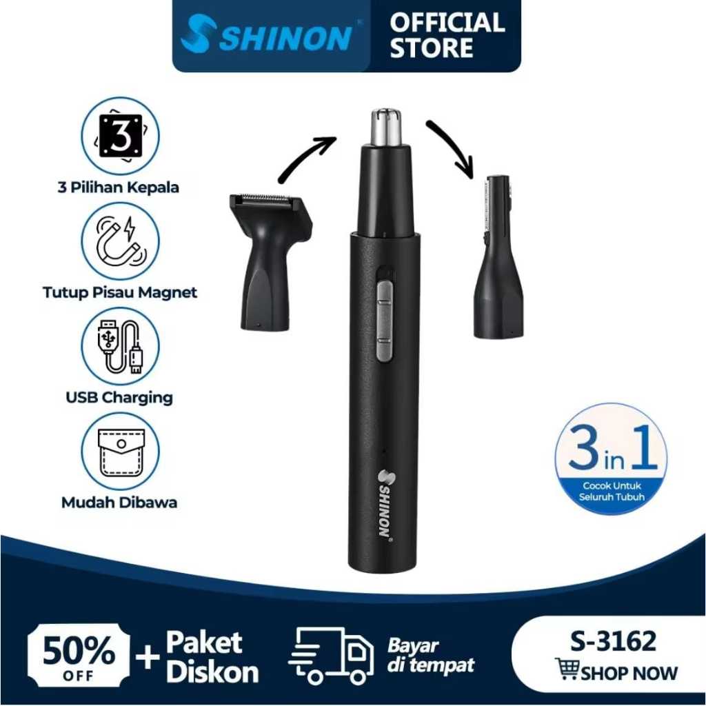 SHINON S-3162 Set Pencukur Bulu Alat Cukur Rambut Lengkap Mini Portable Paket Cukur Rambut Set Alat 