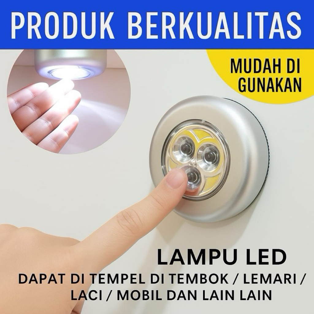 Lampu Emergency Portable Tempel Dinding Led Stick And Click Touch Lamp — 8