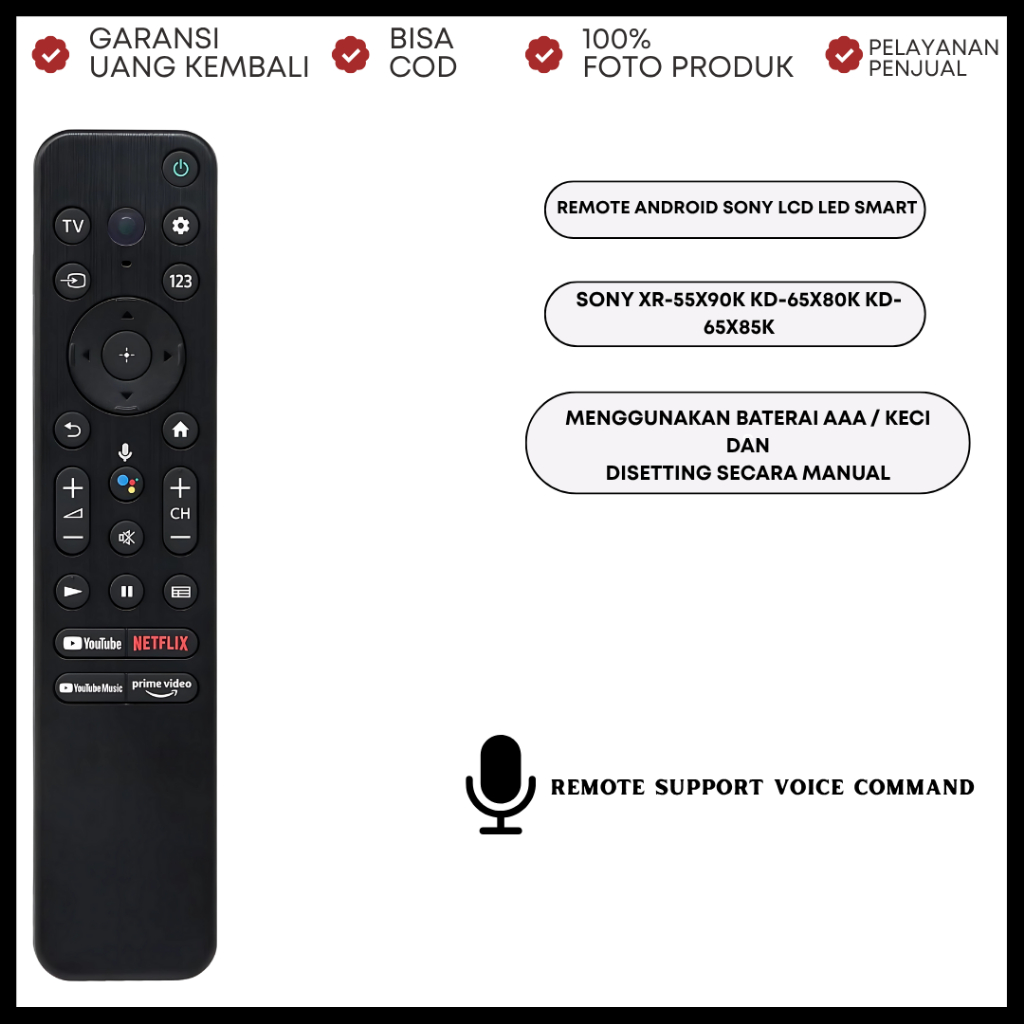 REMOTE ANDROID SONY LCD LED SMART SONY XR-55X90K KD-65X80K KD-65X85K SUPPORT VOICE COMMAND