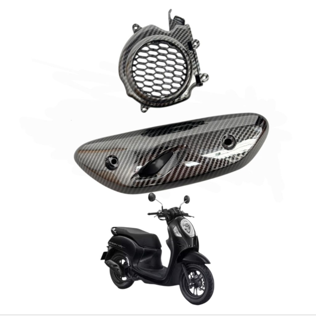 PAKET TUTUP KIPAS SCOOPY NEW 2020 PLUS TUTUP KNALPOT CARBON COVER KIPAS CARBON SCOOPY NEW 2021 2022 