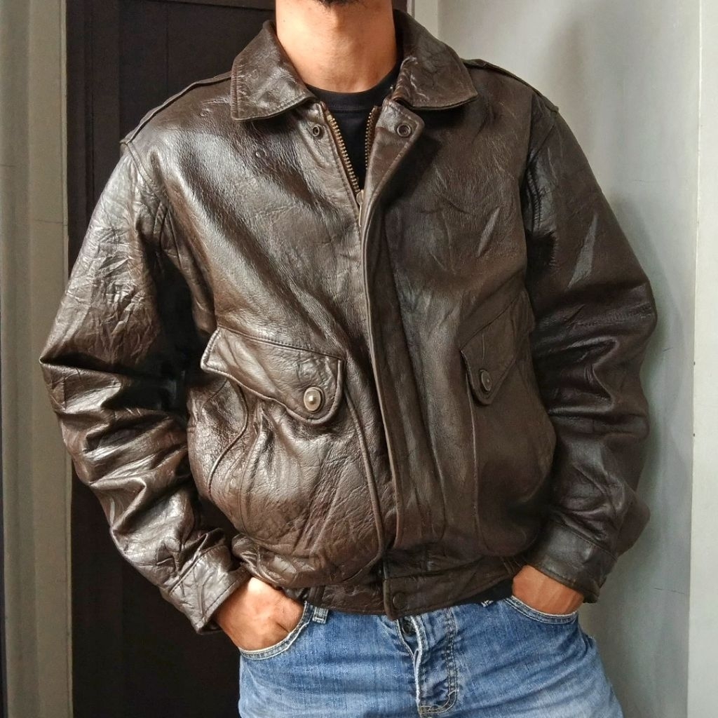 Harley Davidson Biker Leather Jacket - Jaket Kulit Klasik Retro Pilot Pria Second Branded Preloved