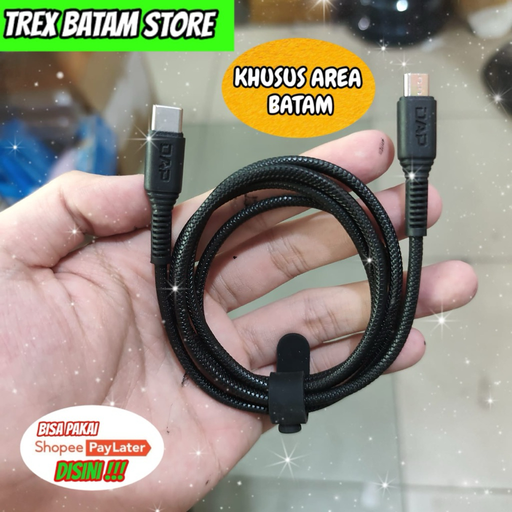 KABEL DATA CAS & OTG TYPE C TO MICRO 100 CM 3A BLACK BRAIDED PREMIUM [ BATAM ]