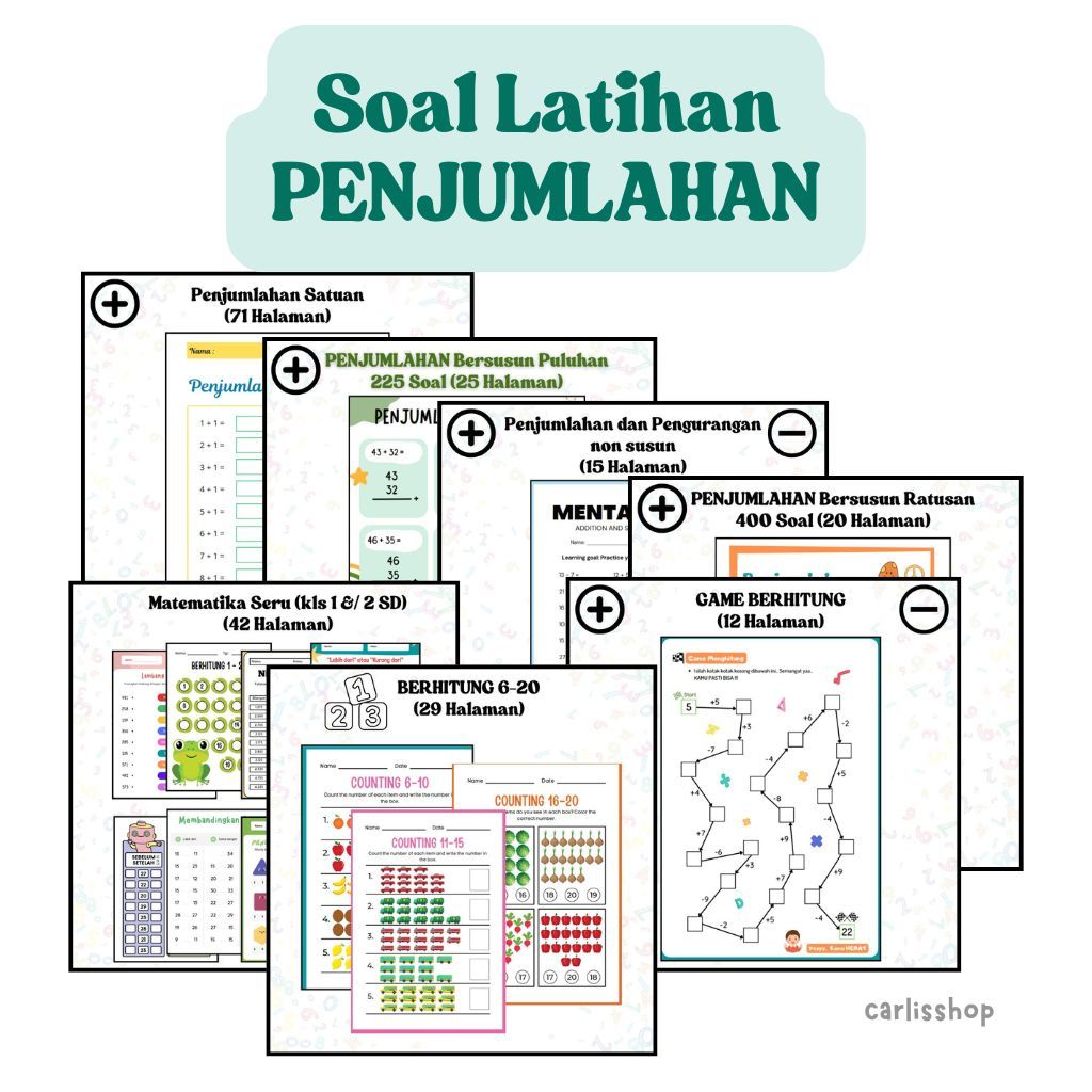

Soal Latihan Matematika Penjumlahan Lembar Kerja Penjumlahan Worksheet Perkalian TK - SD Latihan Soal Penjumlahan A5 80gsm A4 80gsm