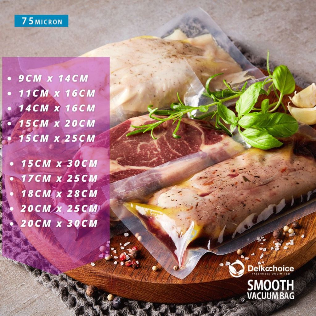 Kantong Plastik Vacum Makanan Plastik Vacuum Emboss Vakum Polos Delkochoice