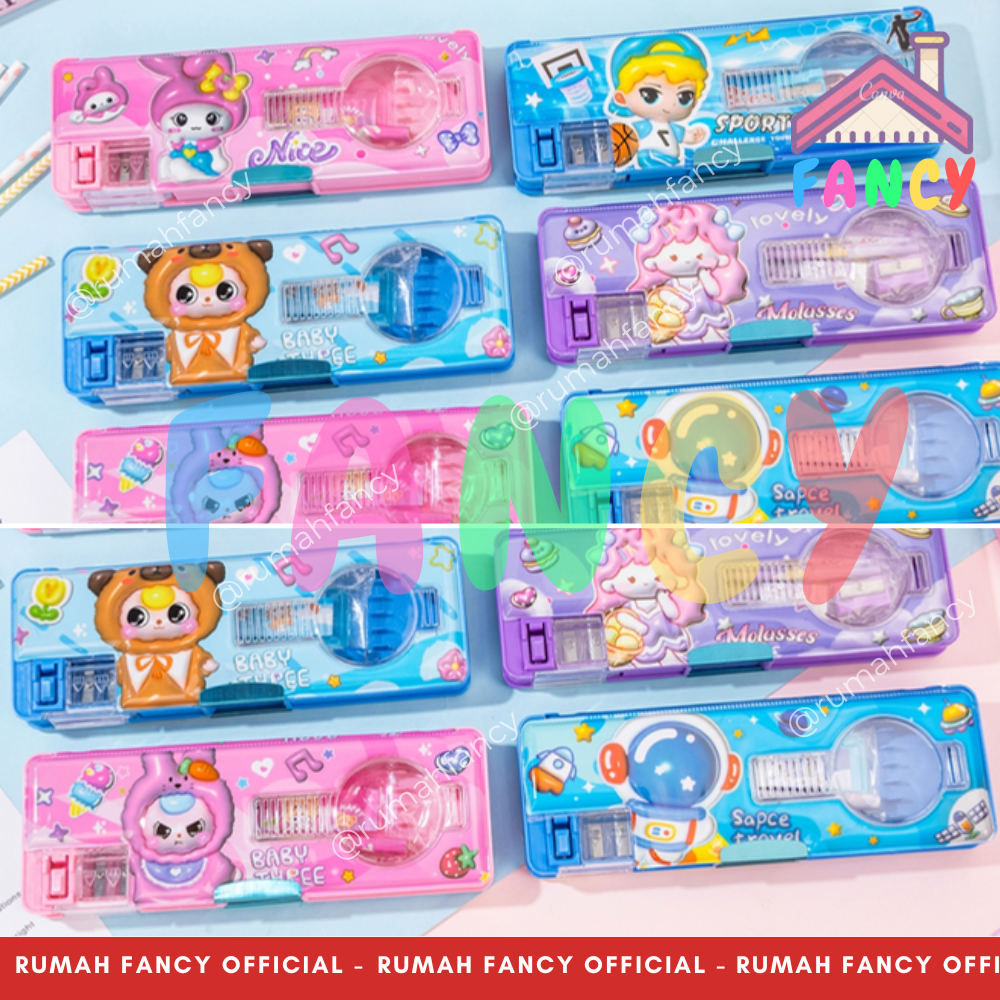 

[FREE DUS + BUBBLE] Pencil Case/ Kotak Pensil Magnet PREMIUM KT 6617 Motif Lucu & Unik Babu Three