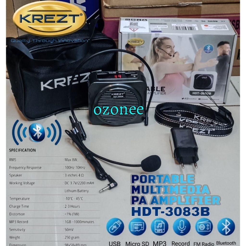Waistband Krezt HDT 3803 NV HDT3803 Speaker pinggang dengan headset original