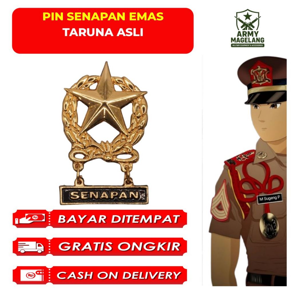 PIN SENAPAN PDH EMAS TARUNA AKMIL ASLI