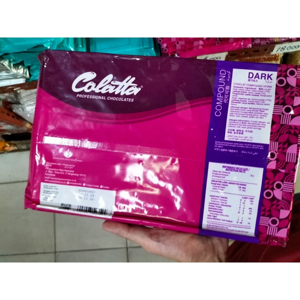 

cokelat blok collata 1kg dark/ coklat batang