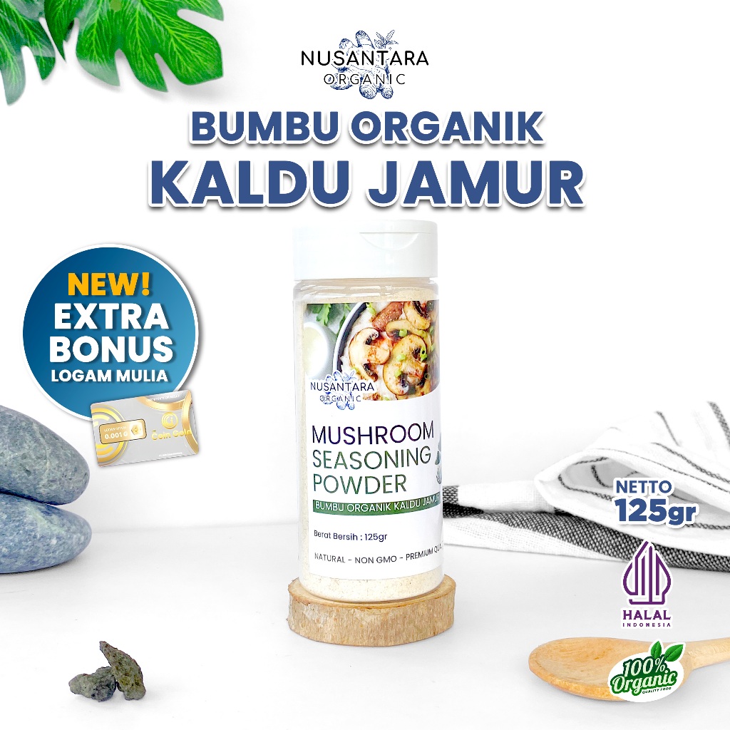 

Nusantara Organic Bumbu Kaldu Jamur Bouillon Non MSG Powder Mushroom Seasoning Alami 125gr