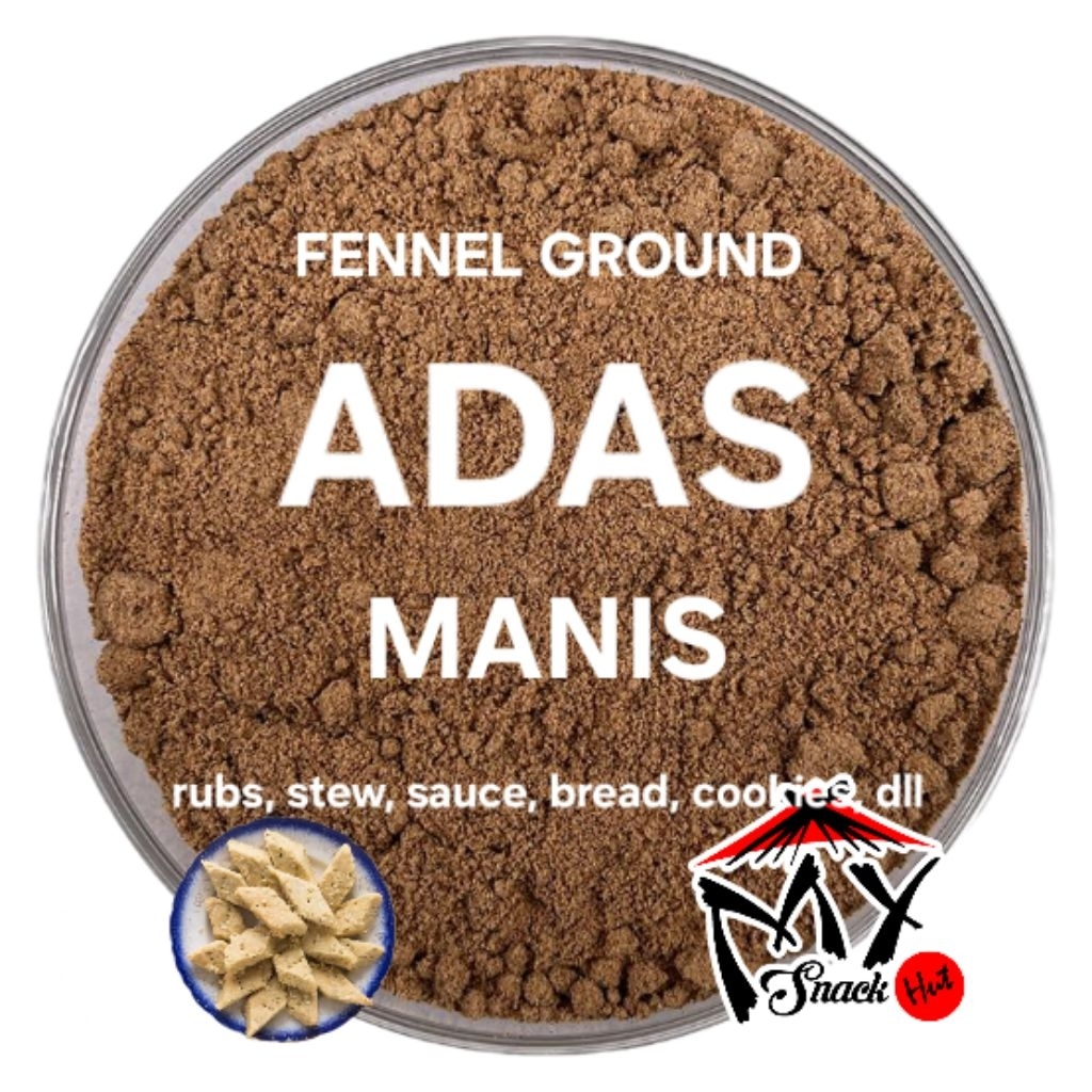 

ADAS MANIS BUBUK 100GR FENNEL GROUND POWDER BUMBU MASAK DAPUR MINUMAN HERBAL ROTI KUE COOKIES STEAK