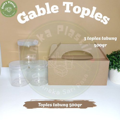 

Box E-Flute Gable Box/Box Jinjing Muat 3 Toples 500 gr untuk Box kue kering, Hampers dll