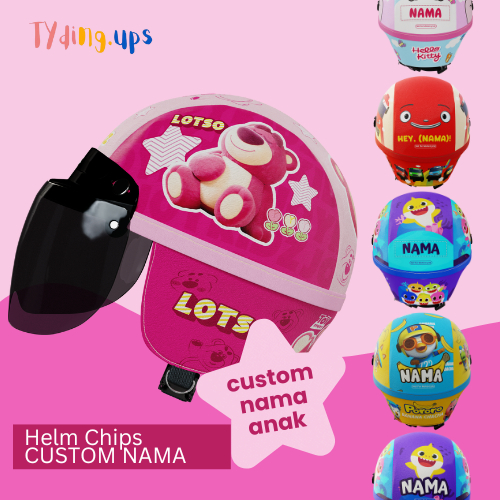 Helm Retro Chips Anak Karakter Usia 1-5 Tahun Custom Nama Packing Kardus Lebih Aman